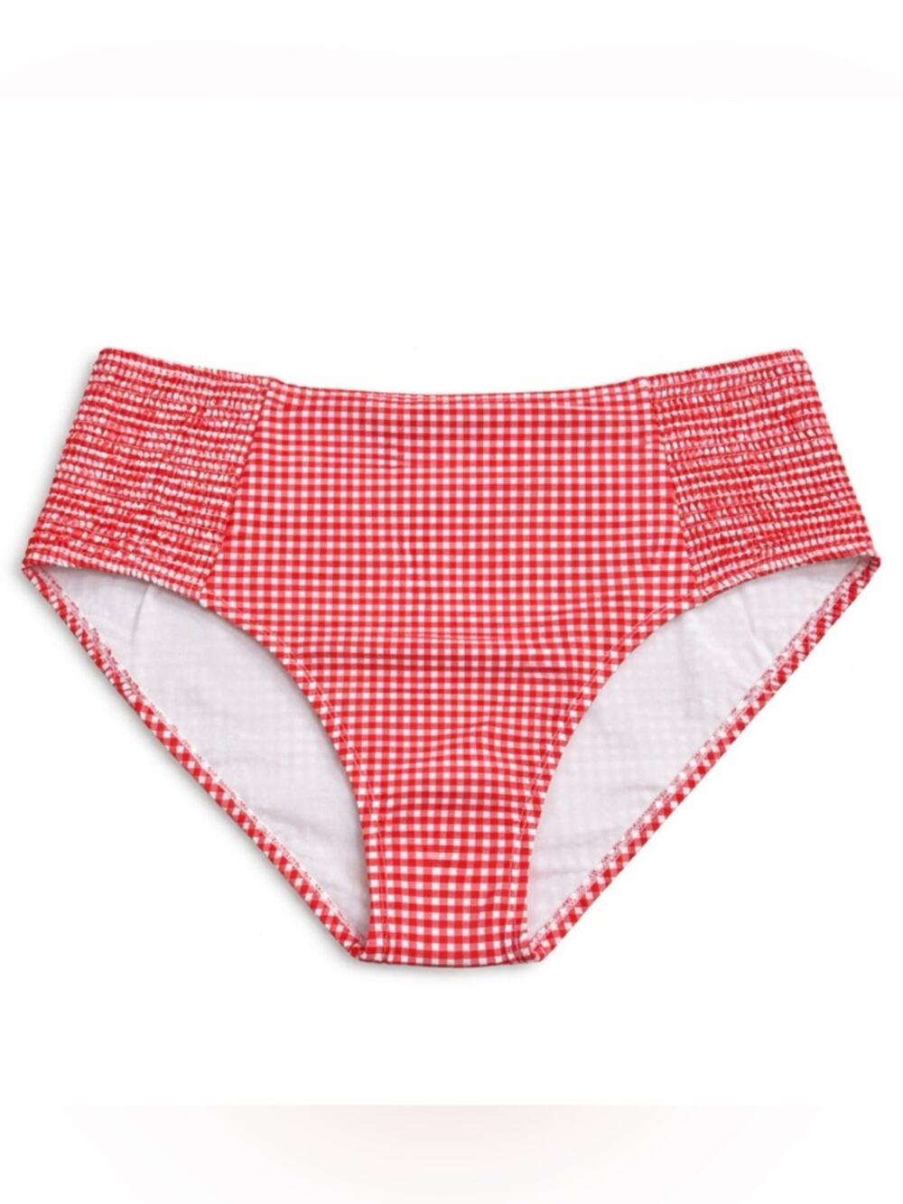 Draper James Red Gingham Bikini Bottoms XXL High Waist Ruched Swim